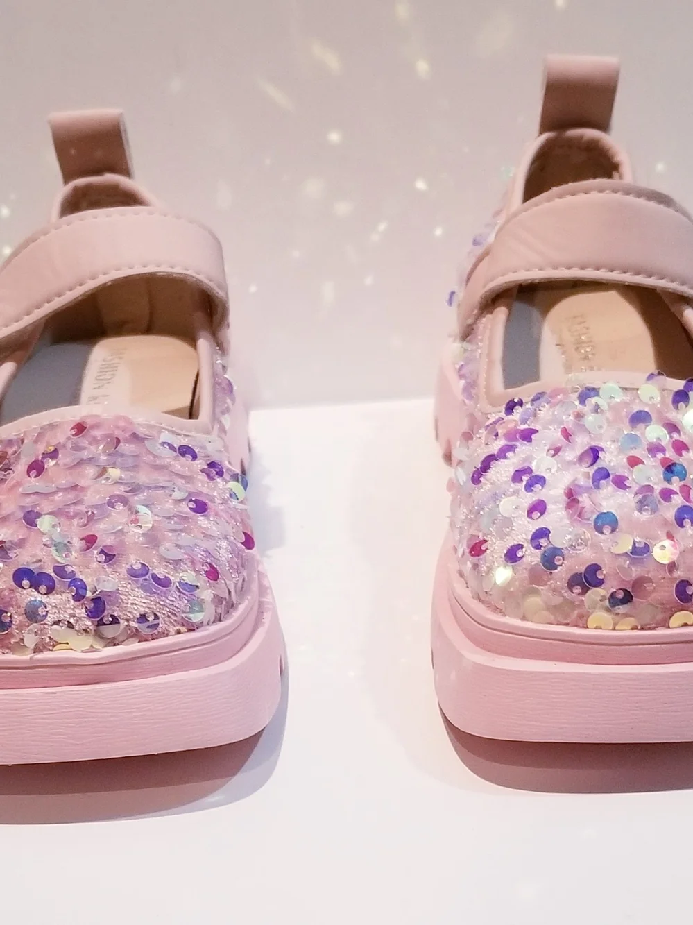 SHEIN Pink Sequin Strap Chunky Shoes